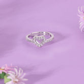Heart Crown Silver Adjustable Engagement Rings